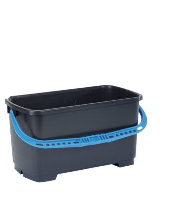 Seau Moerman Profi en plastique noir avec hanse bleue de 22 L ref 19171.