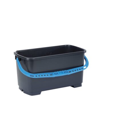Seau Moerman Profi en plastique noir avec hanse bleue de 22 L ref 19171.