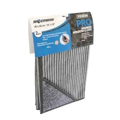 Set de 2 chiffons en microfibre épaisse "Moerman Pro Bamboo Window Cloth" 40 cm x 40 cm