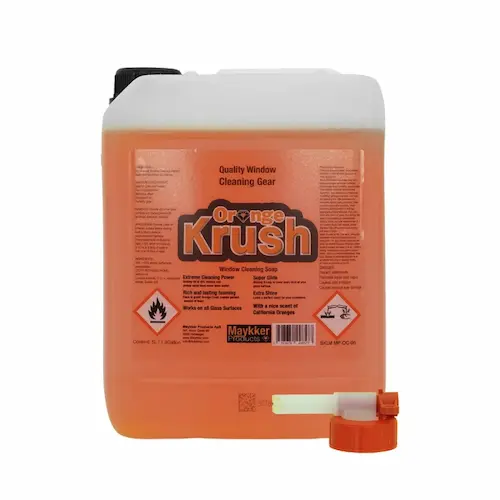 Détergent Maykker Orange Krush Window Cleaner Soap 5 litres avec bouchon robinet bec verseur