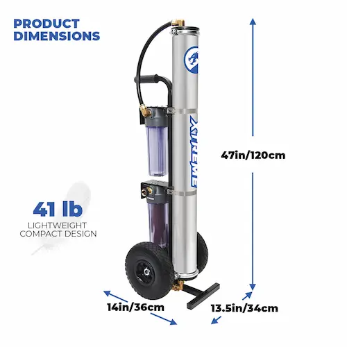 Chariot de purification d'eau pure Blue Dragon Xtreme RO / DI Pure Water System