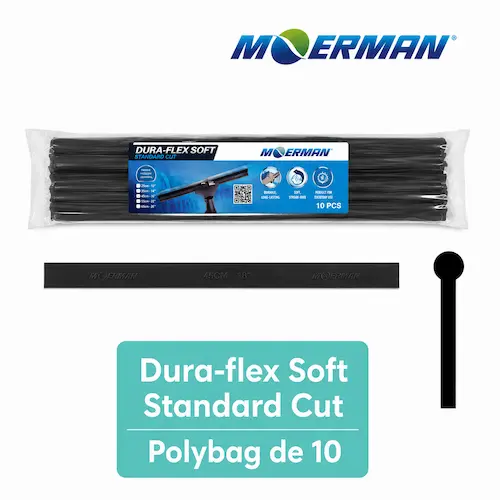 Sachet de 10 lames de caoutchouc souple Moerman Dura-Flex® Soft Rubber Standard Cut 90° de couleur noire