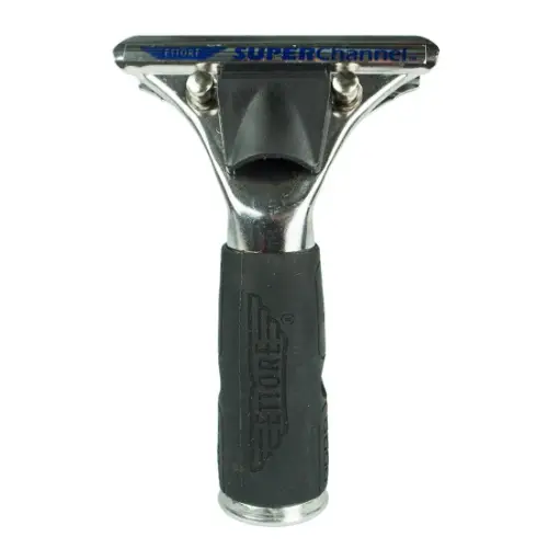 Poignée de raclette Ettore Quick Release en acier inoxydable avec manche en caoutchouc pour barrettes larges de type Super Channel