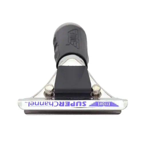 Poignée de raclette Ettore Quick Release en acier inoxydable avec manche en caoutchouc pour barrettes larges de type Super Channel